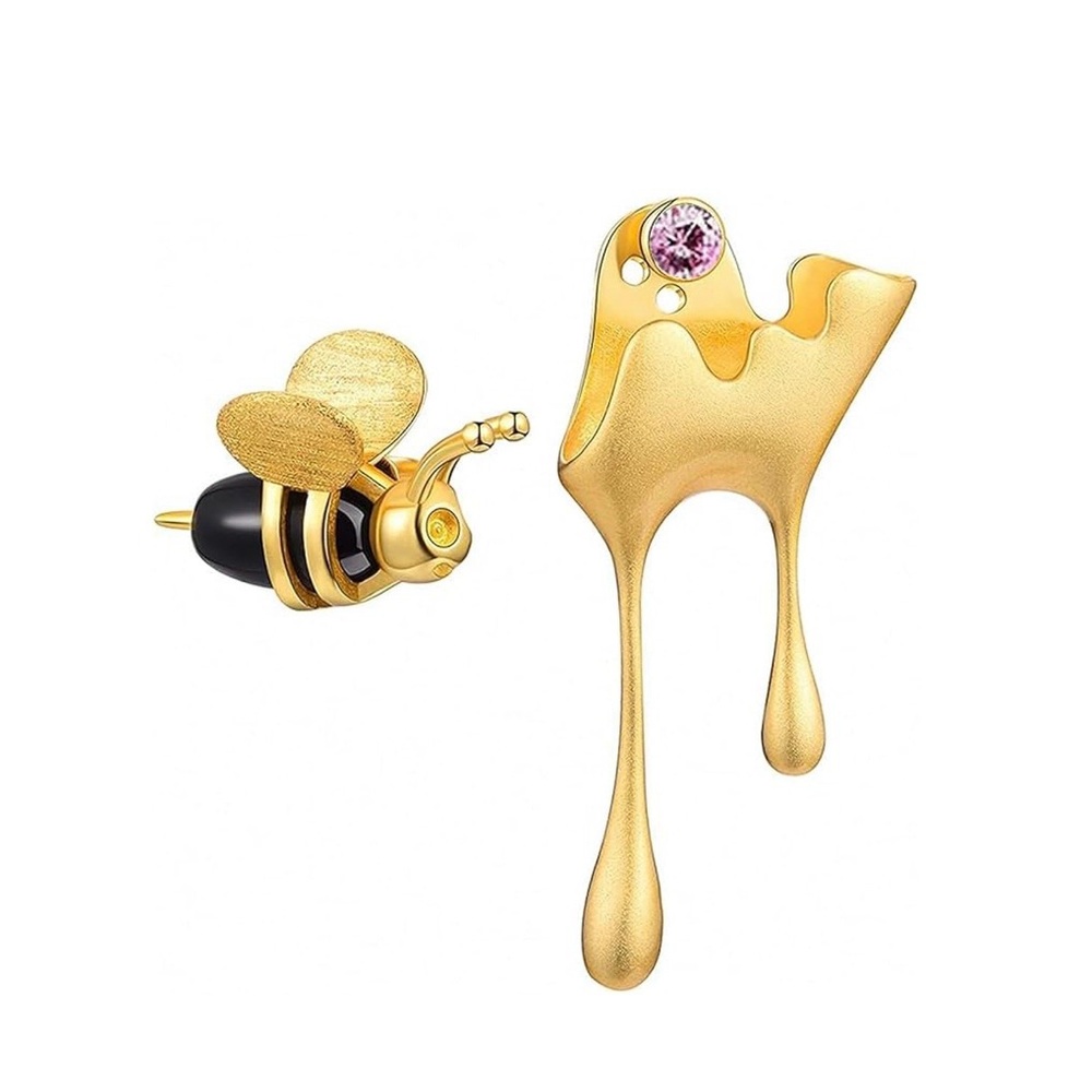 Gold Bee and Honey Drip Earrings